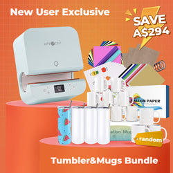 [New User Exclusive]Auto Tumbler Heat Press Machine +New User Bundle(Sublimation Paper*30+Sublimation Tumbler Blank-20 OZ*4+Sublimation Mugs 11oz*6+Sticker Paper*20+HTV*10+Adhesive Vinyl*14+PTFE Teflon Sheet*3+Heat Press Heat Tape*3≥A$194)