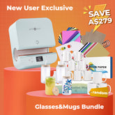 [New Customers Exclusive]Auto Tumbler Heat Press Machine +New User Bundle(Sublimation Paper+Sublimation Mugs +Sticker Paper+HTV+Adhesive Vinyl+PTFE Teflon Sheet+Heat Press Heat Tape)
