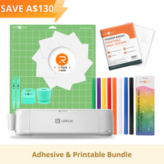 [Adhesive & Printable Bundle] LOKLiK iCraft™ Cutting Machine + Adhesive & Printable Bundle(8 rolls adhesive vinyl , 75 sheets printable paper, essential tools)