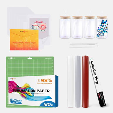 [Mother's Day Sale] 4 Pack Glass Sublimation Pack + Basic Sublimation &  Permanent Vinyl Bundle