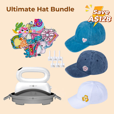 [Ultimate Hat Making & Wearing Bundle] Hat Heat Press Machine+Baseball Hats+Embroidered DIY Patches