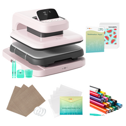 HTVRONT Auto Heat Press 2 - Smart 230V - Ultimate Premium Kit - Pastel Pink
