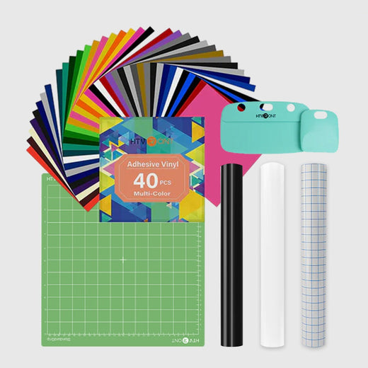 [Save $26] Adhevise Vinyl Starter Kit Bundle - 40 Sheets + 2 rolls 5ft Adhesive Vinyl + 1 roll 5ft Transfer Tape + Tools