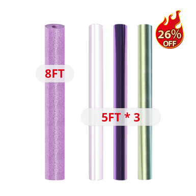 8FT Glitter & 3 Rolls 5FT Special HTV Vinyl Bundle