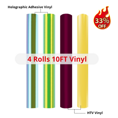 2 Rolls 10FT HTV & 2 Rolls 10FT Adhesive Vinyl Bundle