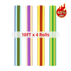 4 Rolls 10FT Holographic Adhesive Vinyl Bundle