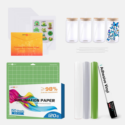 [St. Patrick's Day] 4 Pack Glass Sublimation Pack + Basic Sublimation &  Permanent Vinyl Bundle