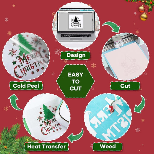 Christmas Patterned Heat Transfer Vinyl Bundle - 13 Pack 12"x10"