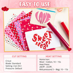 Patterned Valentine's Day Heat Transfer Vinyl Bundle - 12 * 10in (13 Sheets )