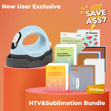 [New User Exclusive]LOKLiK Mini3 Heat Press+Starter Kit(Multicolor HTV*10+Sumblimation Paper*25+Transfer paper*10+PTFE Teflon Sheet+Heat Press Mat+Weeding Tools≥A＄68)
