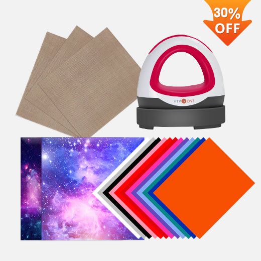 Mini Heat Press Machine & HTV Vinyl Bundle (26 pcs)
