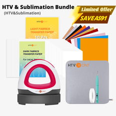 [Special Deal] HTVRONT Mini Heat Press Machine & Random Heat Press Accessories Bundle (HTV,, Heat Transfer Paper, Sublimation Paper, Heat Resistant Accessories)