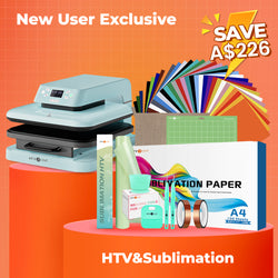 [New User Exclusive] Auto Heat Press Machine 15"x15" + Exclusive Bundle Worth A$144 (36 sheets HTV & 150 sheets Sublimation Paper A4 & Sublimation HTV 12"x5ft & Tools Bundle)