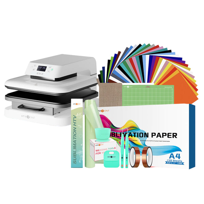 [New User Exclusive] Auto Heat Press Machine 15"x15" + Exclusive Bundle Worth A$144 (36 sheets HTV & 150 sheets Sublimation Paper A4 & Sublimation HTV 12"x5ft & Tools Bundle)