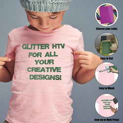 Glitter Heat Transfer Vinyl Bundle - 12" x 10" 5 Pack  (5 Assorted Colors)