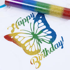 Rainbow Glitter Heat Transfer Vinyl Rolls - 10" x 8Ft