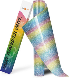 Rainbow Glitter Heat Transfer Vinyl Rolls - 10" x 8Ft