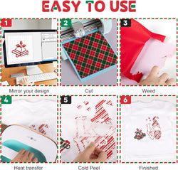 Christmas Patterned Buffalo Plaid Heat Transfer Vinyl Bundle-13 Sheets