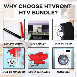 Heat Transfer Vinyl Bundle - 3 Roll 12'' x 8 FT (Black+White+Red)