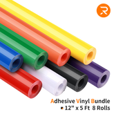 Adhesive Vinyl Roll Bundle - 12" x 5 FT (8 Assorted Colors）