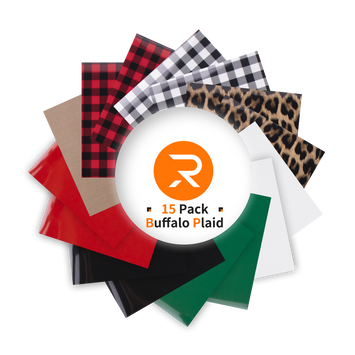 Buffalo Plaid HTV vinyl Bundle - 12"x10" 15 Packs(7 Assorted Christmas Colors)